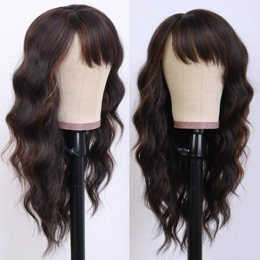 Dark Brown Hair with Blonde Highlights Wig